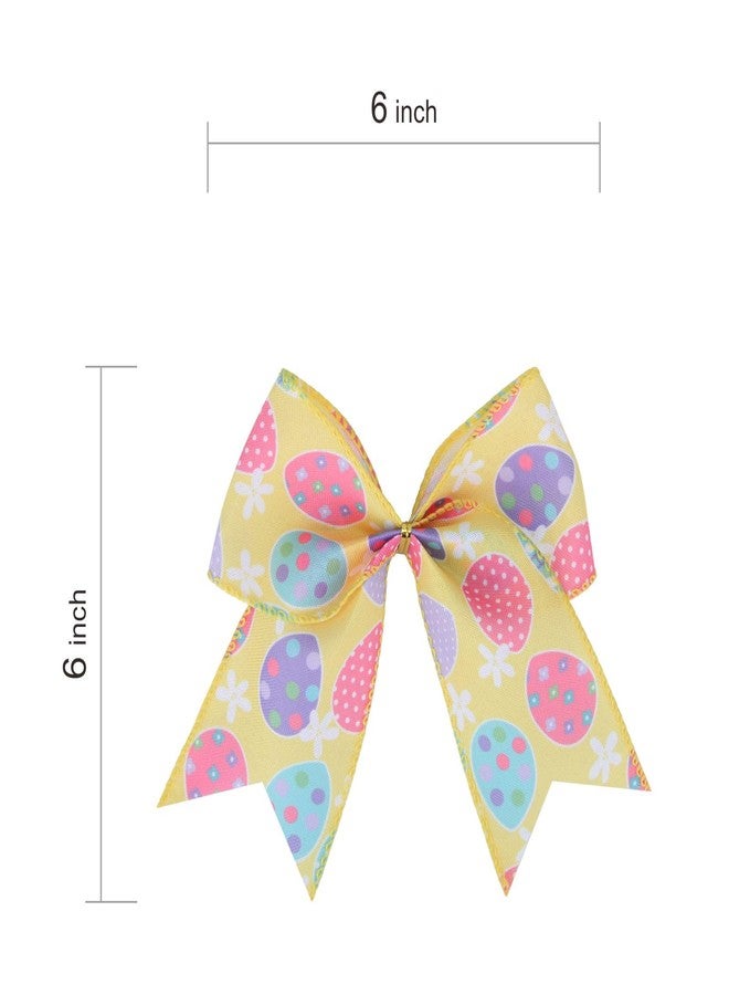 Meseey 12 Pcs 6 Inch Easter Burlap Bows Spring Bunny Bow for Gift Wrapping Tree Topper Front Door Party Home Decorations (Y-Easter Egg) - Image 2